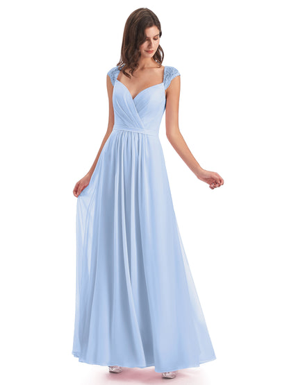 Sofia Floor Length Cap Sleeves Chiffon Bridesmaid Dresses