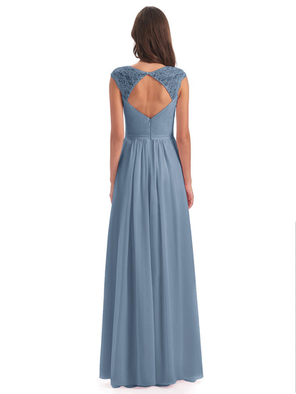 Sofia Floor Length Cap Sleeves Chiffon Bridesmaid Dresses