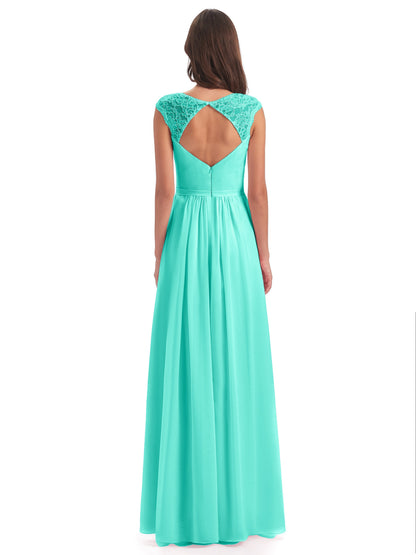 Sofia Floor Length Cap Sleeves Chiffon Bridesmaid Dresses