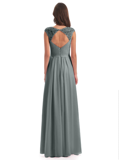 Sofia Floor Length Cap Sleeves Chiffon Bridesmaid Dresses