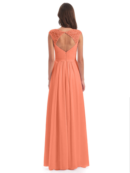 Sofia Floor Length Cap Sleeves Chiffon Bridesmaid Dresses