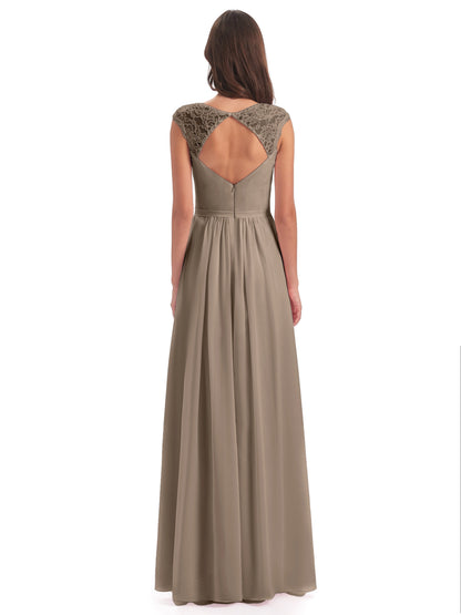 Sofia Floor Length Cap Sleeves Chiffon Bridesmaid Dresses