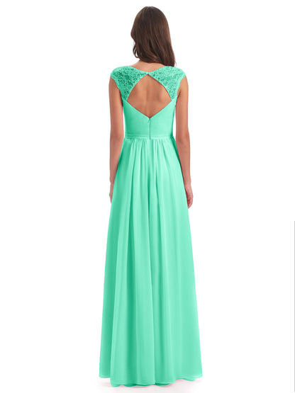 Sofia Floor Length Cap Sleeves Chiffon Bridesmaid Dresses
