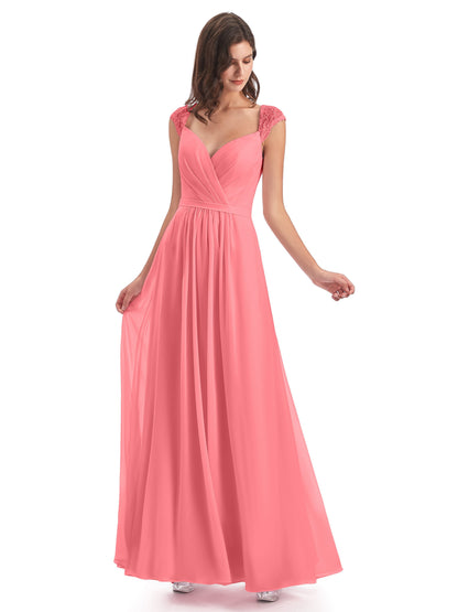 Sofia Floor Length Cap Sleeves Chiffon Bridesmaid Dresses