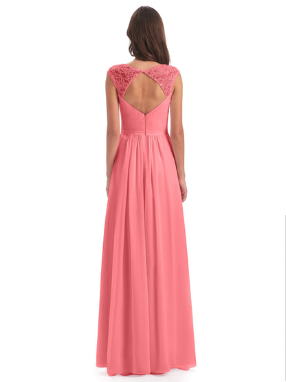 Sofia Floor Length Cap Sleeves Chiffon Bridesmaid Dresses