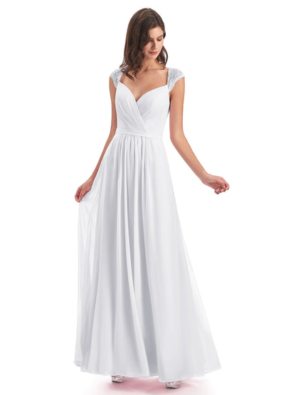 Sofia Floor Length Cap Sleeves Chiffon Bridesmaid Dresses