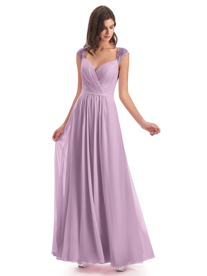 Sofia Floor Length Cap Sleeves Chiffon Bridesmaid Dresses