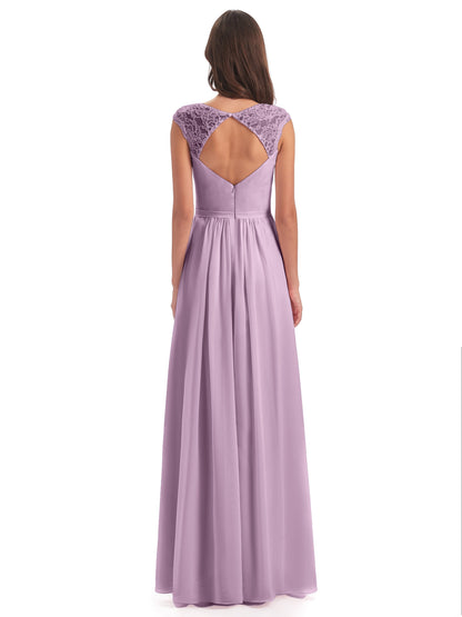 Sofia Floor Length Cap Sleeves Chiffon Bridesmaid Dresses