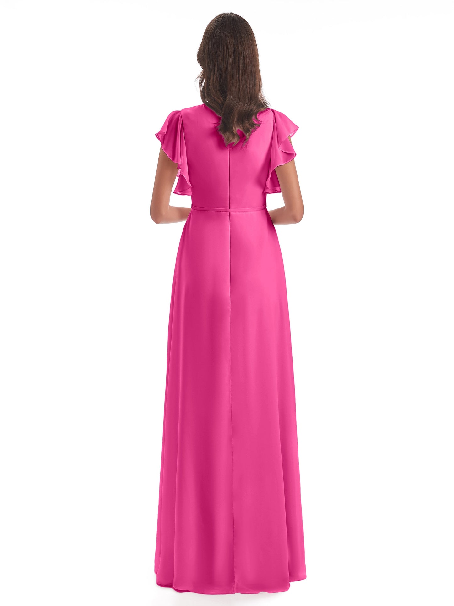 Stella Sheath Floor Length V-Neck Chiffon Bridesmaid Dresses