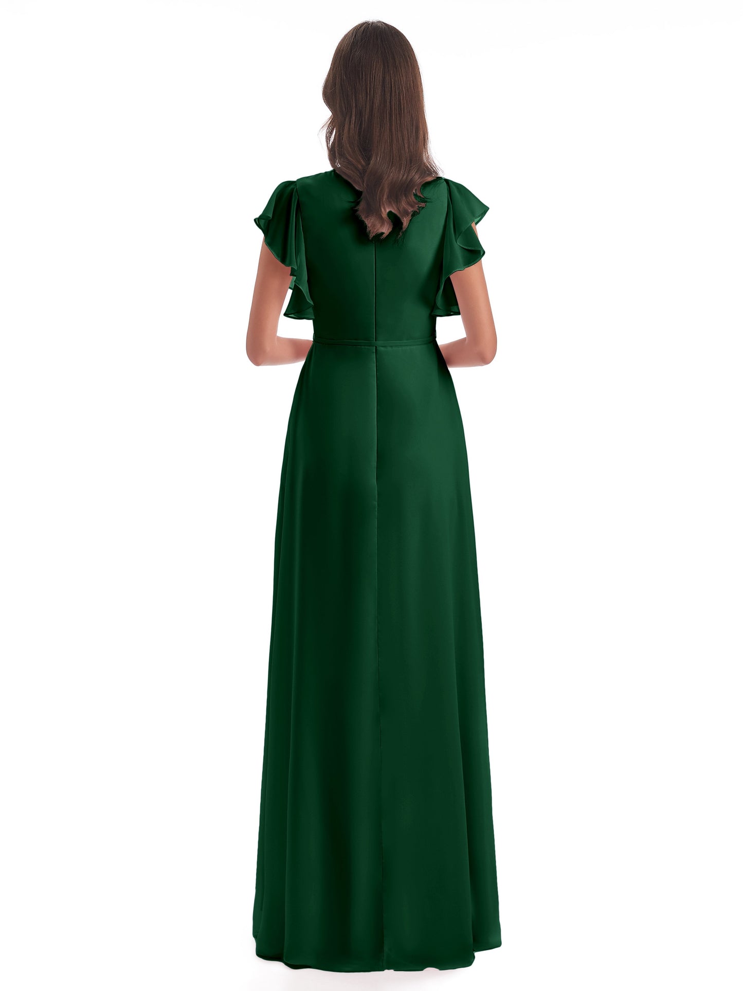 Stella Sheath Floor Length V-Neck Chiffon Bridesmaid Dresses