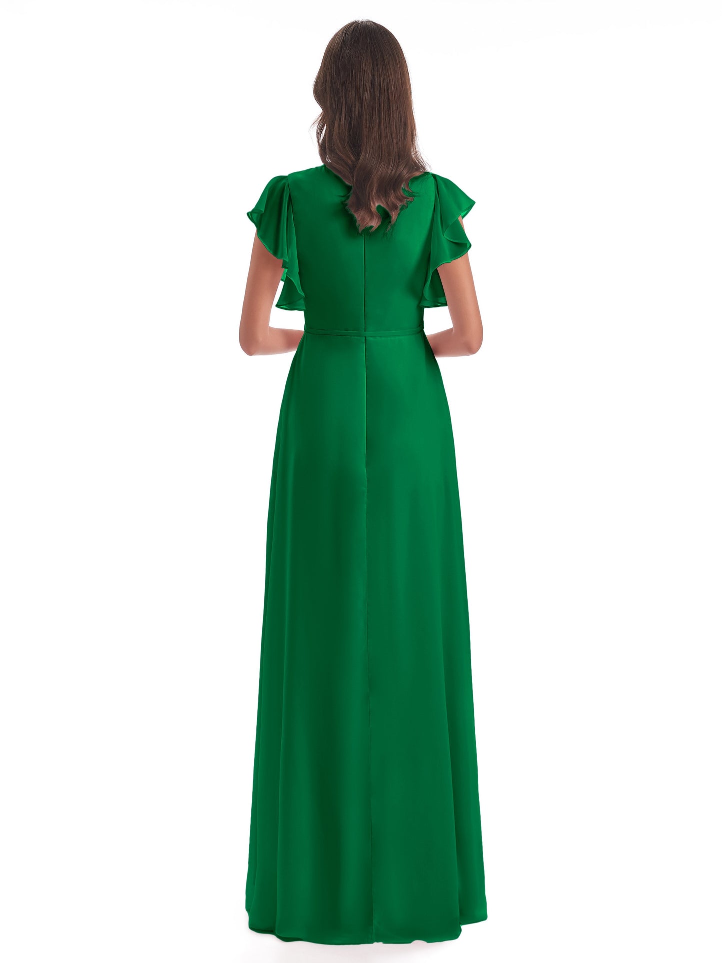 Stella Sheath Floor Length V-Neck Chiffon Bridesmaid Dresses