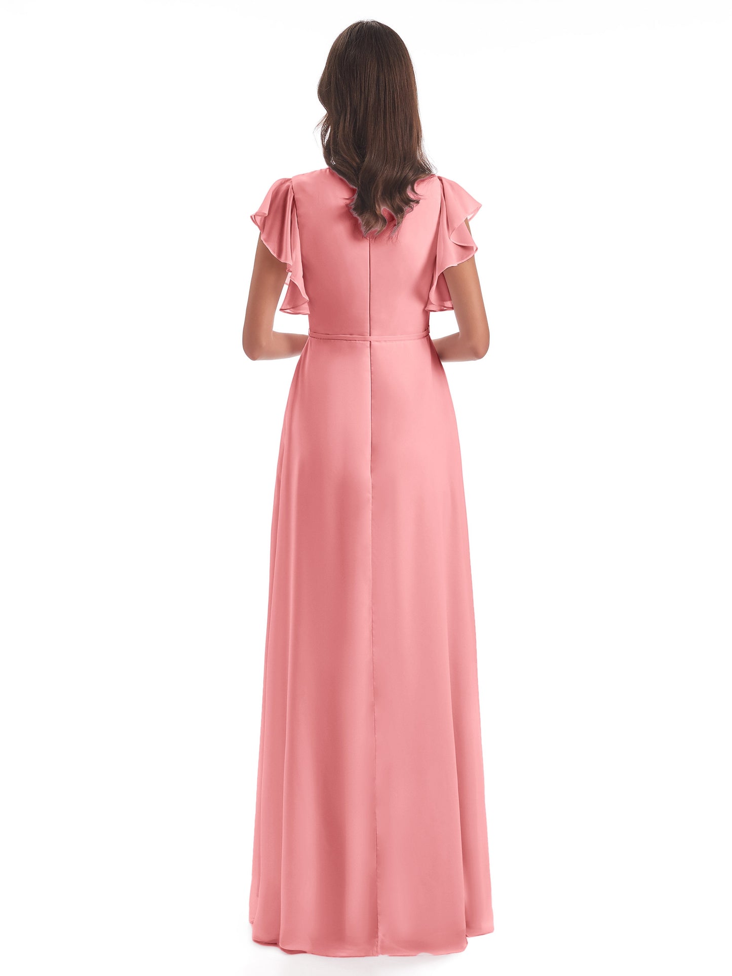 Stella Sheath Floor Length V-Neck Chiffon Bridesmaid Dresses
