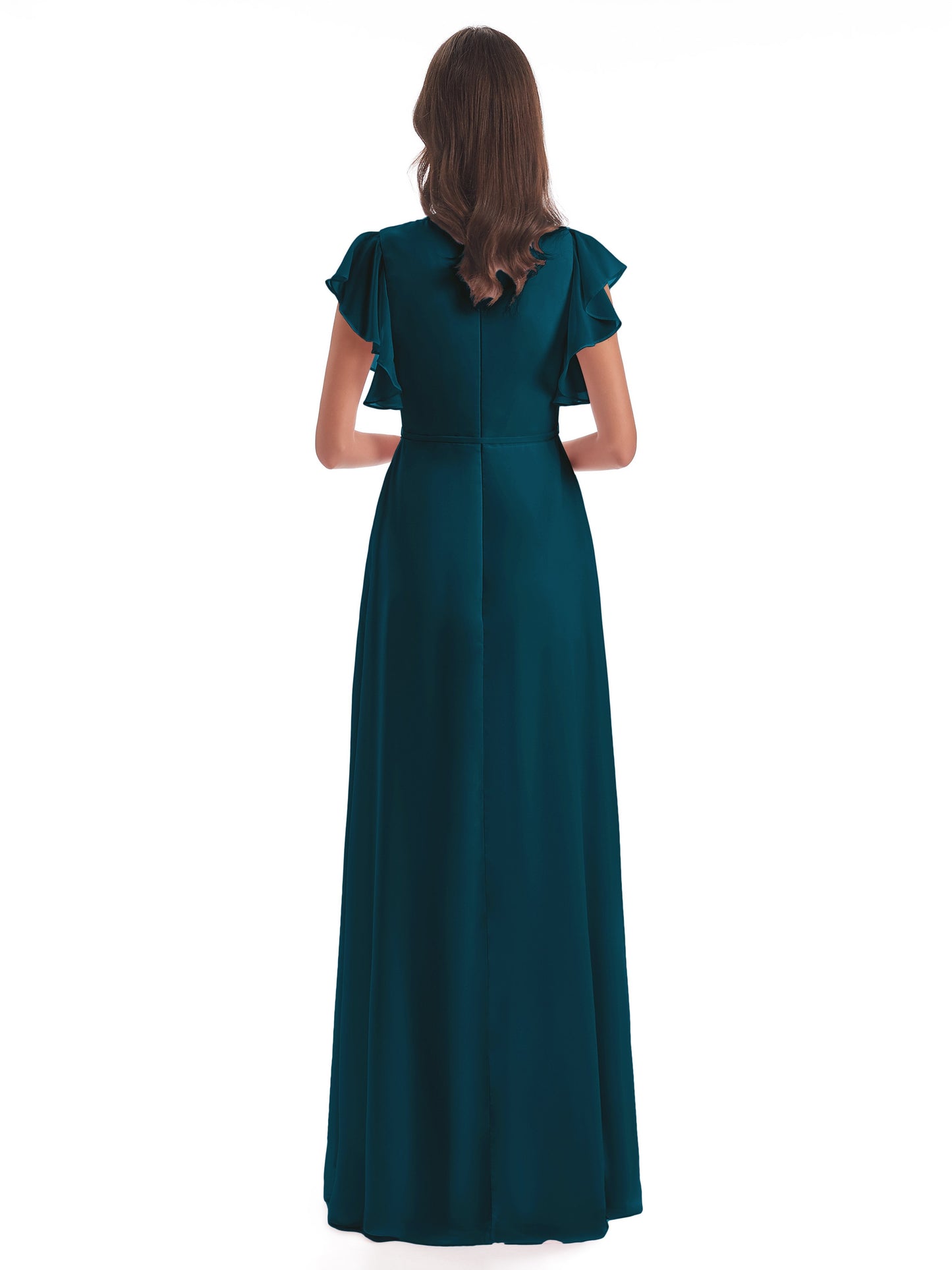 Stella Sheath Floor Length V-Neck Chiffon Bridesmaid Dresses
