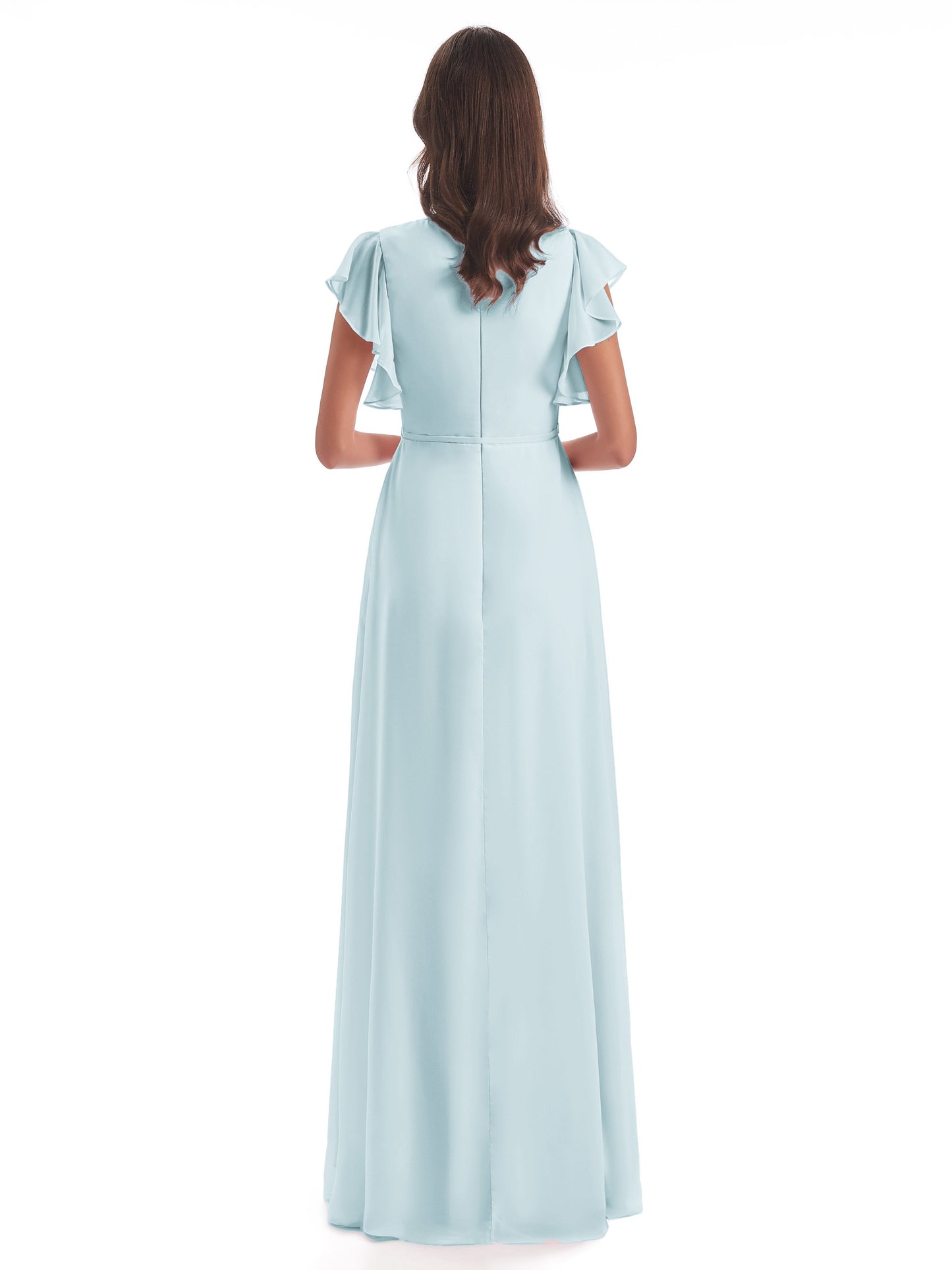 Stella Sheath Floor Length V-Neck Chiffon Bridesmaid Dresses
