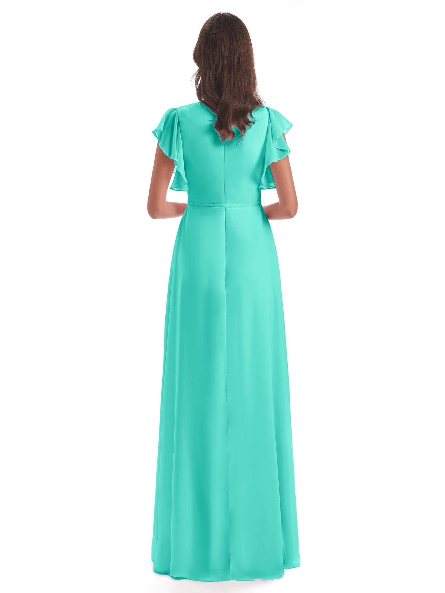 Stella Sheath Floor Length V-Neck Chiffon Bridesmaid Dresses