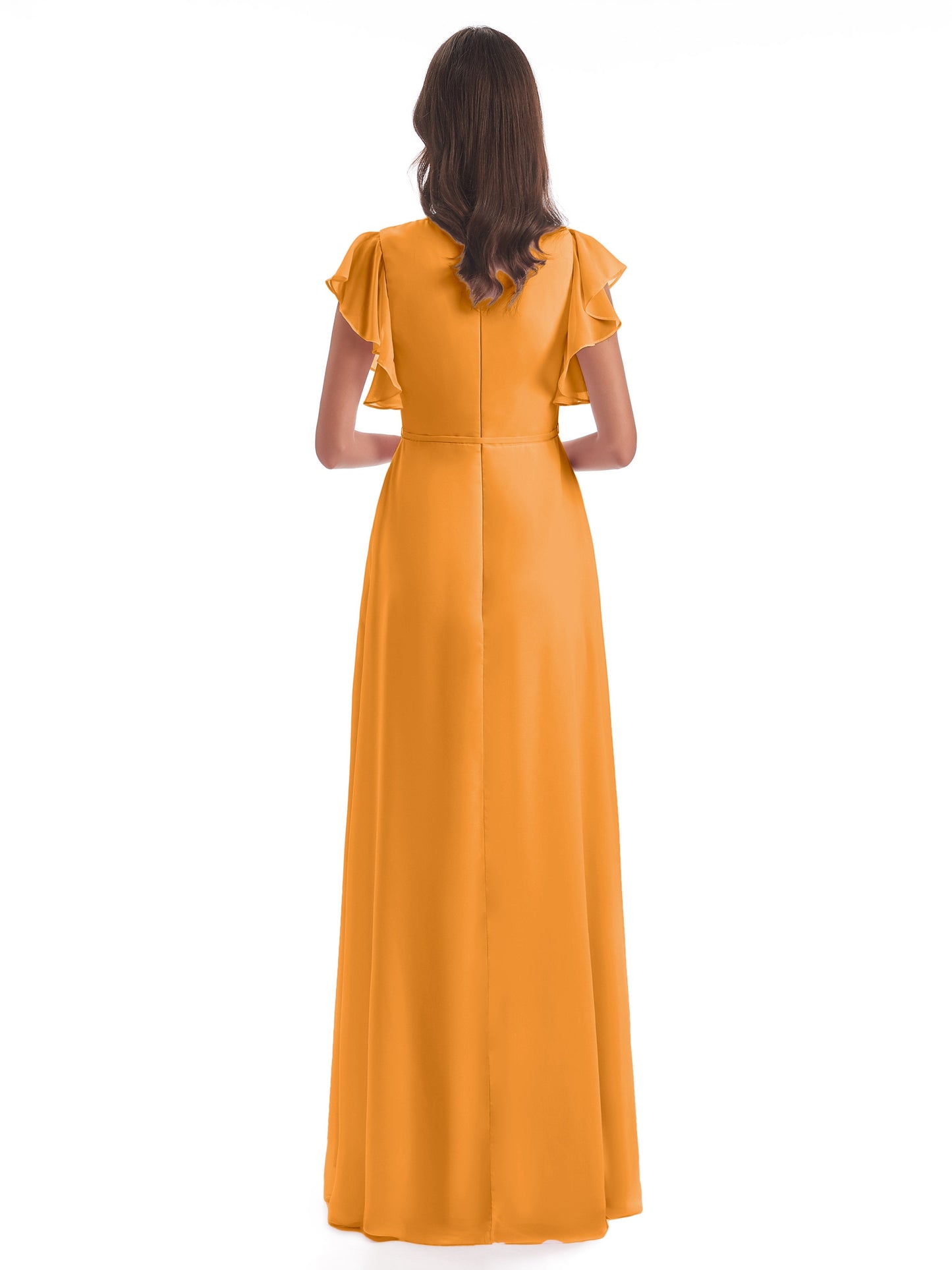 Stella Sheath Floor Length V-Neck Chiffon Bridesmaid Dresses