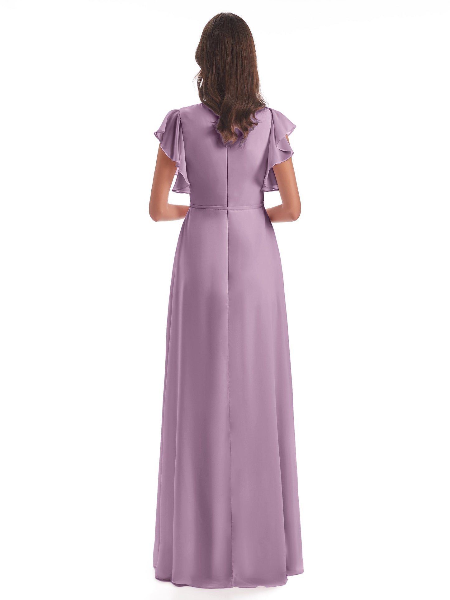Stella Sheath Floor Length V-Neck Chiffon Bridesmaid Dresses