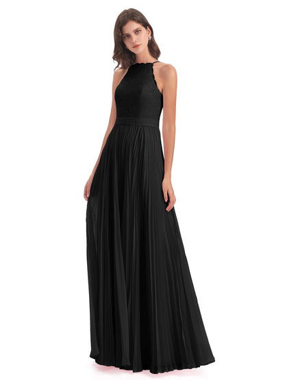 Susan Floor Length Halter Lace Bridesmaid Dresses