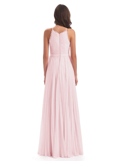 Susan Floor Length Halter Lace Bridesmaid Dresses