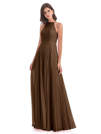 Susan Floor Length Halter Lace Bridesmaid Dresses
