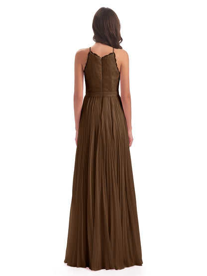 Susan Floor Length Halter Lace Bridesmaid Dresses