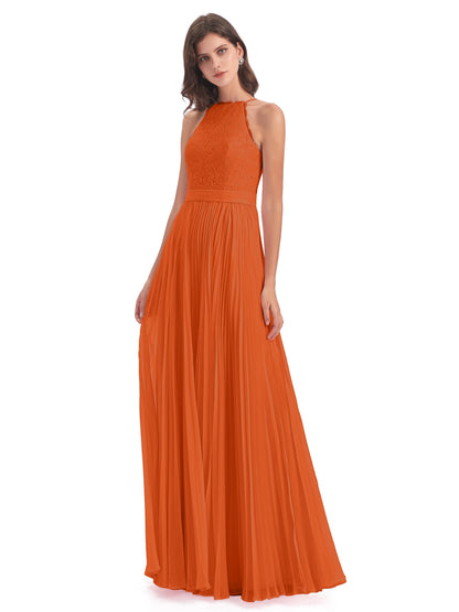 Susan Floor Length Halter Lace Bridesmaid Dresses