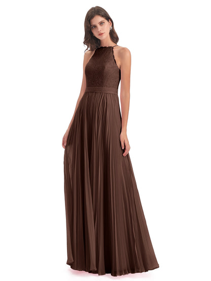Susan Floor Length Halter Lace Bridesmaid Dresses