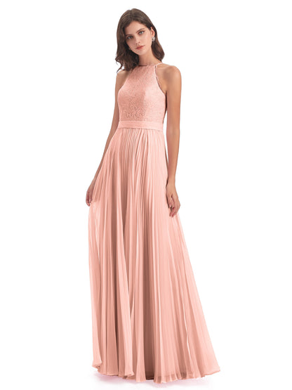 Susan Floor Length Halter Lace Bridesmaid Dresses