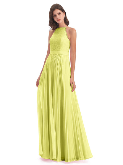 Susan Floor Length Halter Lace Bridesmaid Dresses
