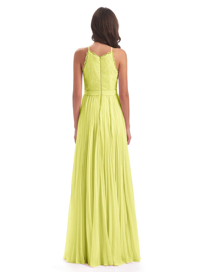 Susan Floor Length Halter Lace Bridesmaid Dresses