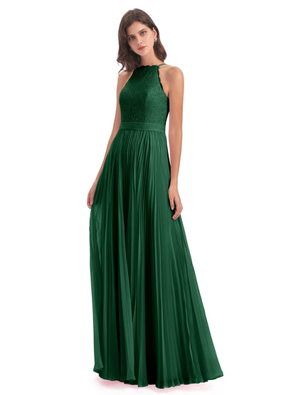 Susan Floor Length Halter Lace Bridesmaid Dresses