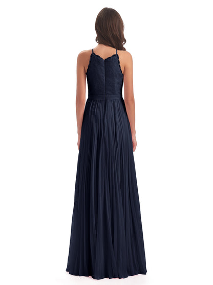 Susan Floor Length Halter Lace Bridesmaid Dresses