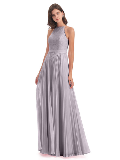 Susan Floor Length Halter Lace Bridesmaid Dresses