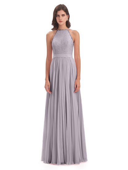 Susan Floor Length Halter Lace Bridesmaid Dresses