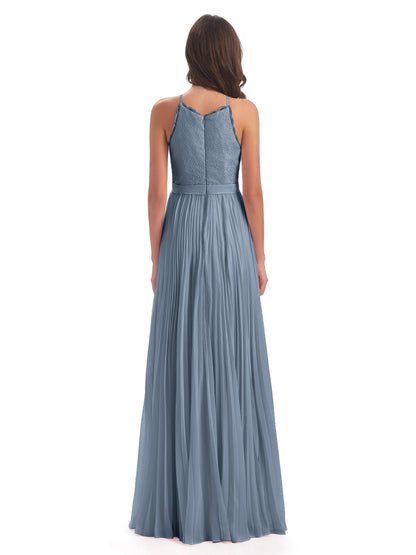 Susan Floor Length Halter Lace Bridesmaid Dresses