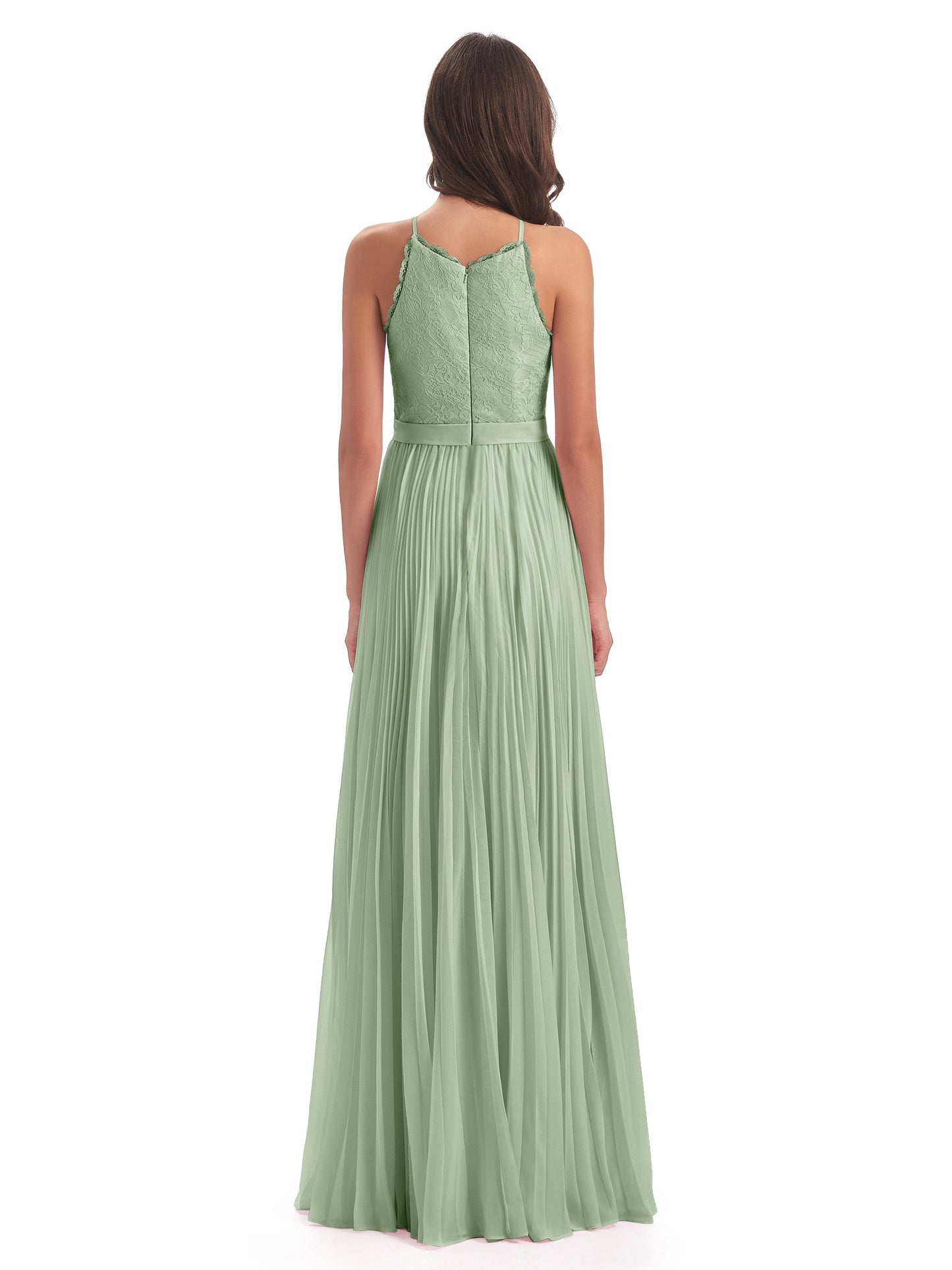 Susan Floor Length Halter Lace Bridesmaid Dresses