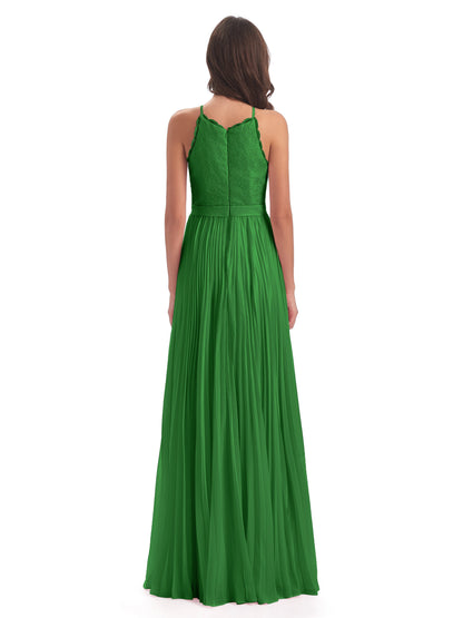 Susan Floor Length Halter Lace Bridesmaid Dresses