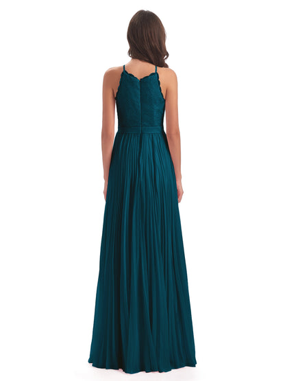Susan Floor Length Halter Lace Bridesmaid Dresses