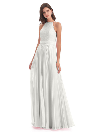 Susan Floor Length Halter Lace Bridesmaid Dresses