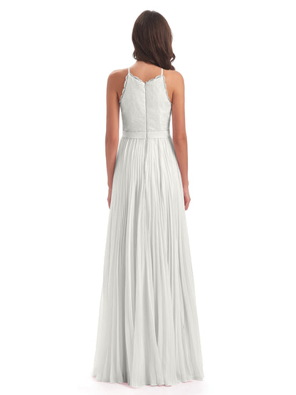 Susan Floor Length Halter Lace Bridesmaid Dresses