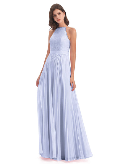 Susan Floor Length Halter Lace Bridesmaid Dresses