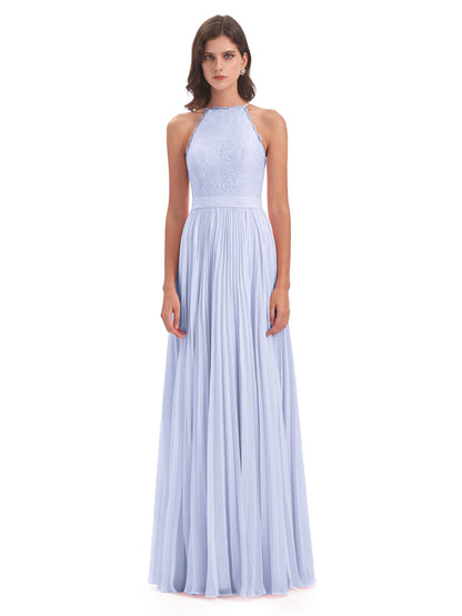 Susan Floor Length Halter Lace Bridesmaid Dresses
