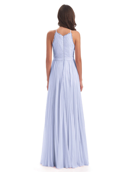 Susan Floor Length Halter Lace Bridesmaid Dresses