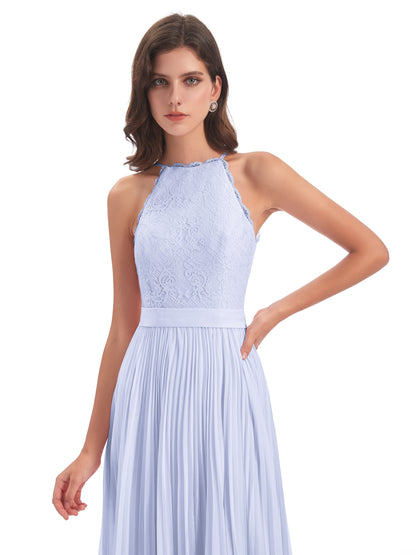 Susan Floor Length Halter Lace Bridesmaid Dresses