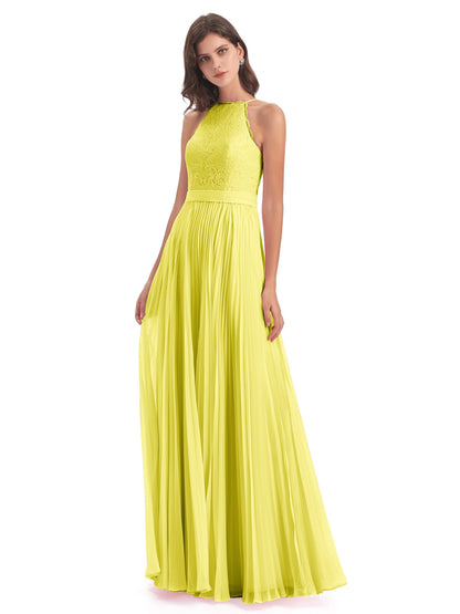 Susan Floor Length Halter Lace Bridesmaid Dresses