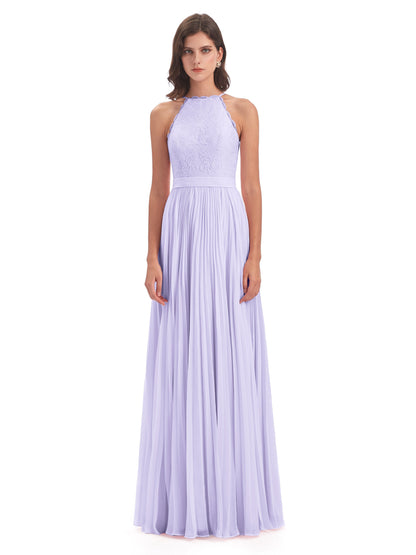 Susan Floor Length Halter Lace Bridesmaid Dresses