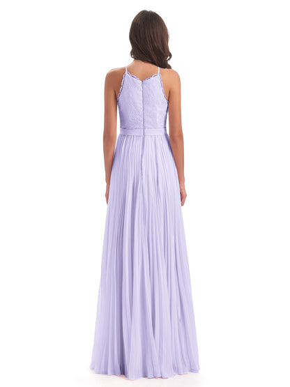 Susan Floor Length Halter Lace Bridesmaid Dresses