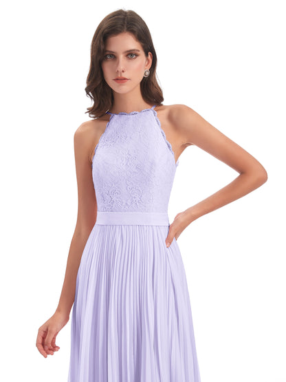Susan Floor Length Halter Lace Bridesmaid Dresses