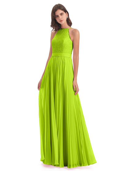 Susan Floor Length Halter Lace Bridesmaid Dresses