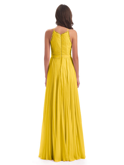 Susan Floor Length Halter Lace Bridesmaid Dresses